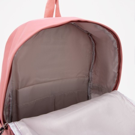 School backpack from textiles, external pocket, peach color-3