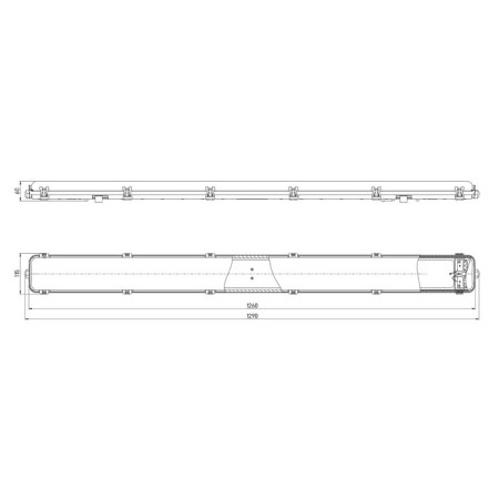 Lamp era SPP-103, 1275x110x60 mm, IP65, 2x18W, gray-9