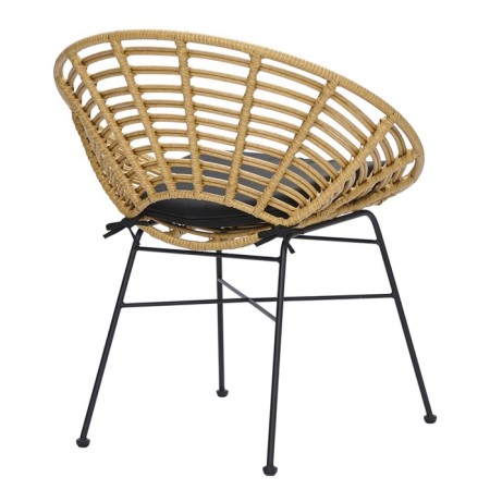 Vetle Round chair, 720 × 600 × 750 mm, artificial rattan, beige color / black-8