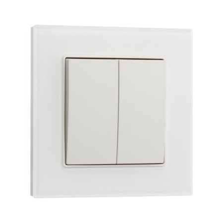 Tot Matte Glass switch, 10 a, 2 cl., Hidden, glass, white-1