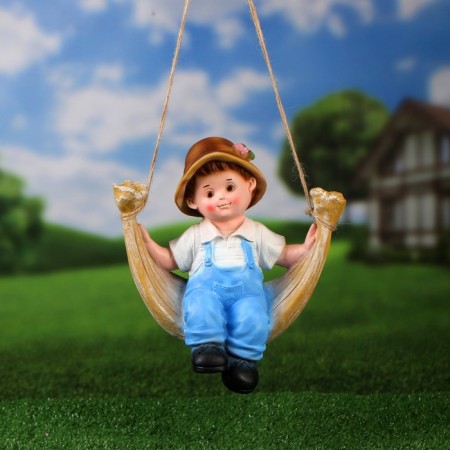 Suspension decor "Boy Vasya on a swing" 25x23x13cm