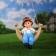 Suspension decor "Boy Vasya on a swing" 25x23x13cm