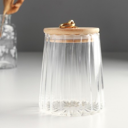 Bank for candles glass with a “relief” lid 630 ml 10.9x10.9x12.5 cm