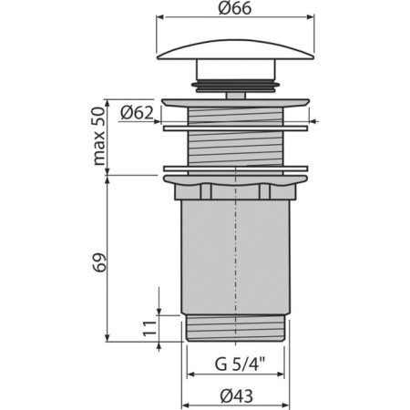 The bottom valve for the Alcaplast a395b, Click/Clack 5/4 sink, without overflow-1