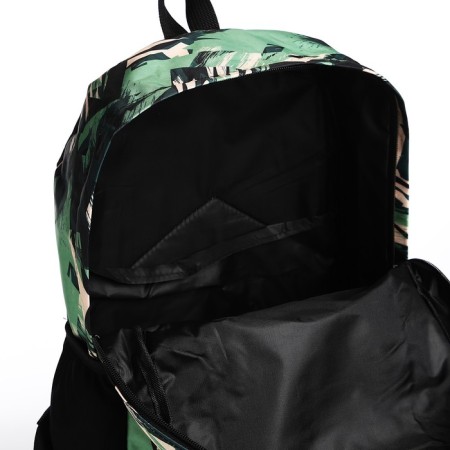 School backpack from textiles on lightning, 3 pockets, green-5