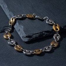 Браслет мужской «Стальной» овалы, цвет серебряно-золотой, 19,5 см