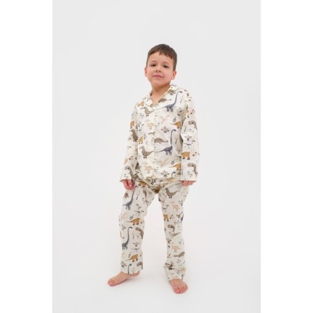 Pajama nursery (shirt, trousers) kaftan "dinosaurs", p. 110-116, white-3