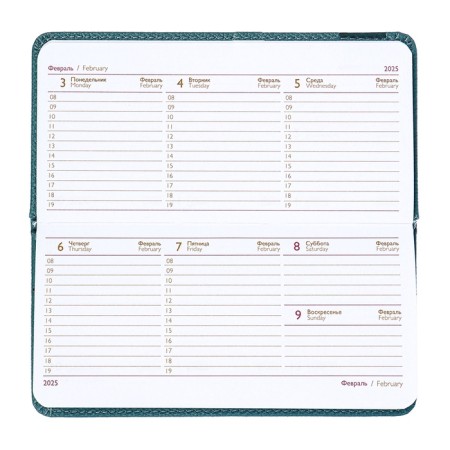 The weekly dated 2025, Escalada, 170 x 88mm, a solid cover with foam rubber, artificial leather, 64 sheets, pancake embossing, block 70, blue-10