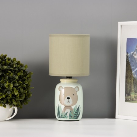 Board lamp with lampshade Risalux "Bear" Children's, E14, 40 W, Green, 13 × 13 × 27 cm-2