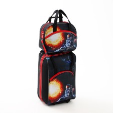 Lightning suitcase, road bag, set 2 in 1, black/red color
