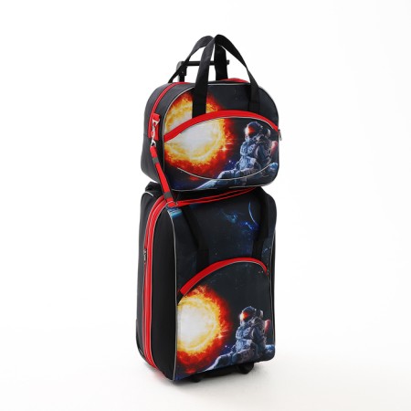 Lightning suitcase, road bag, set 2 in 1, black/red color