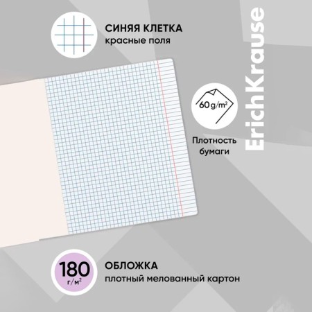 Notebook of 12 sheets in the Erichkrause cage "Classic with Linovka", cover coated cardboard, offset unit, purple-1