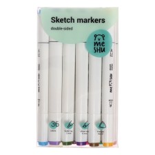 Meshu bilateral markers for sketching, 36 colors (basic colors)