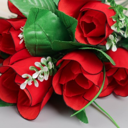Bouquet "Rose with leaves and herbs" 31 cm, red-1