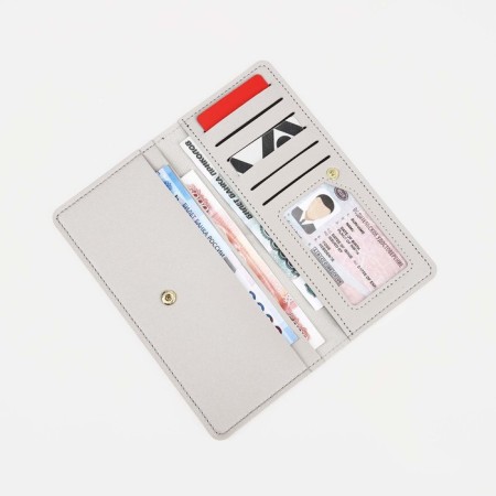 Women's wallet on the button, gray color-2