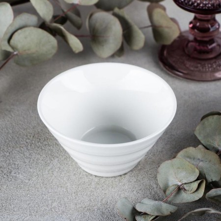 Porcelain relief salad, 150 ml, white color