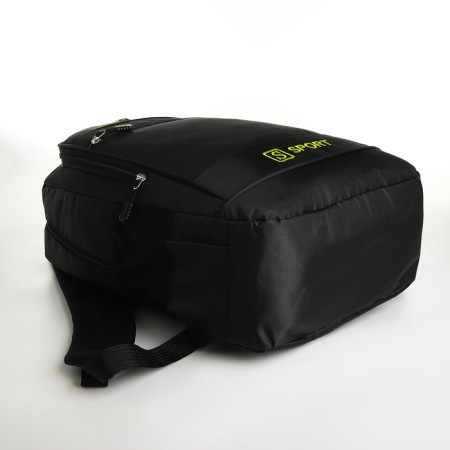 Youth backpack with a zipper, 4 pockets, black/green color-4
