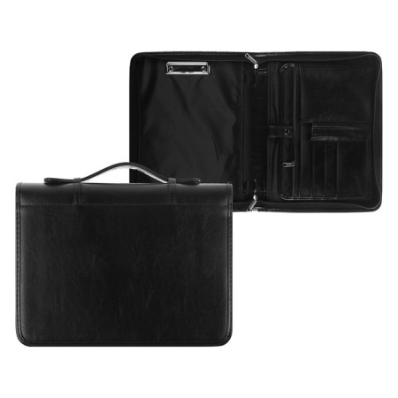 Business folder, artificial leather, 370 x 275 x 50 mm, with a metal press, with a pen, 6D52 "lux", black-1