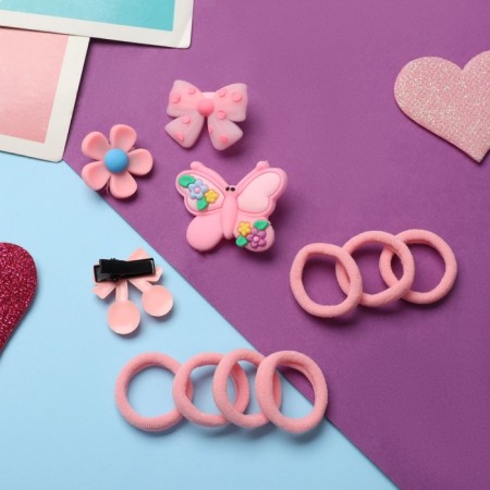 Hair set "chosen" (10 elastic bands, 4 clamps) bows, mix-2