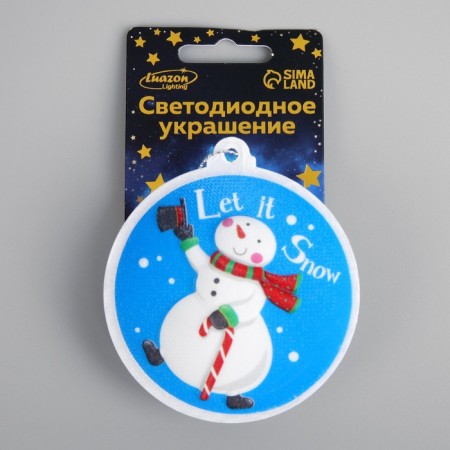 Light suspension "Snowman" 8 cm, batteries LR44x3, glow of multi-3