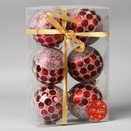 Set of balls plastic D-8 cm, 6 pcs "Surprise" Red-1