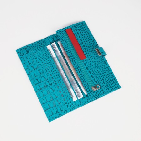 Women's wallet on the button, turquoise color-3