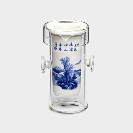 Glass flap for brewing tea "Mountain landscape", 200 ml, 7 × 6 × 10.7 cm, Mix drawing