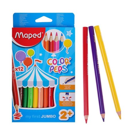 Three -sided pencils, 12 colors, Maped Color Peps Maxi, thickened, euro suspension