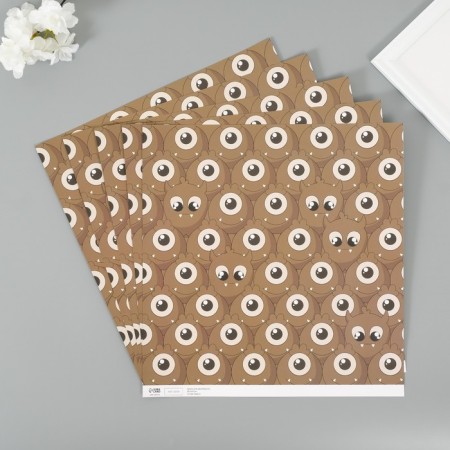 Scrapbooking paper bilateral "monsters and leaves" density 180 grams set 5 pcs 30.5x32 cm 1-1