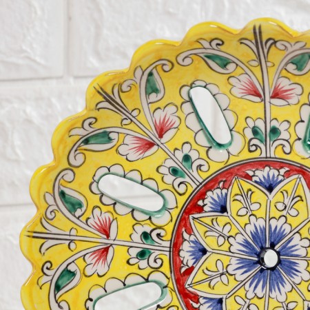 Rishtan ceramics "Flowers", 23 cm, yellow fruit-2
