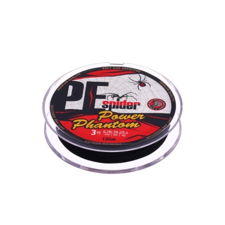 Power Phantom 8x, PE Spider, 135 m, dark gray No. 3, diameter 0.28 mm, test 25.4 kg