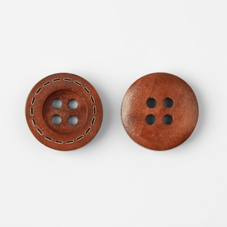 Button wooden, 4 punctures, d = 15 mm, brown color-2