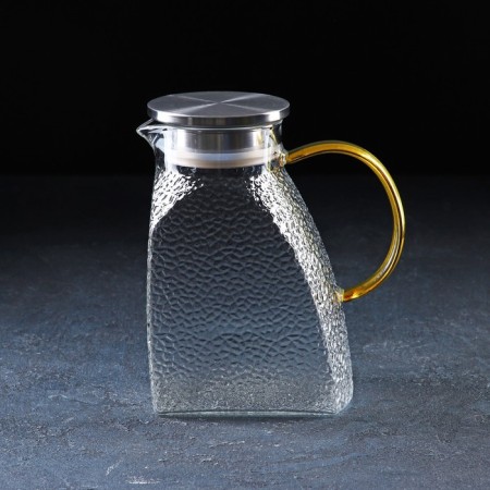 Glass jug with a metal cover Magistro "Sarah", 1.3 l, 16.9 × 19.5 cm-1