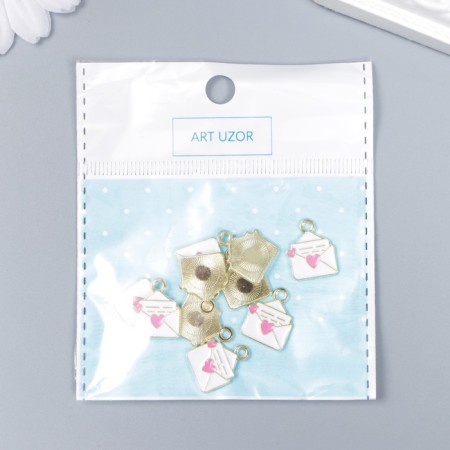 Decor for creativity Metal, enamel "Love letter" White-pink 1.6x1.2 cm-3