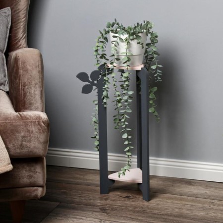 Stage-column for flowers Double-tier "Flora" 49x27x25 cm, gray-pink-2