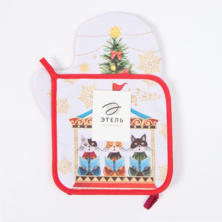 Set of kitchen. Ethel "Nutcracker": 19x19 cm, mittens-seizure 20x28 cm, 100% HL-3