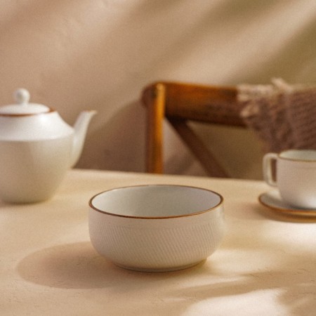 Porcelain bowl SL Home “Waves in Stone”, 650 ml, D = 14 cm, white color-4