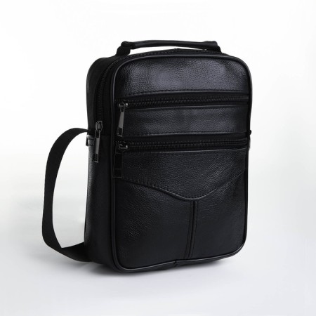 Male bag on lightning, long belt, black color