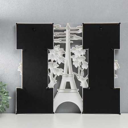 Photo frame in 6 photos 10x15 cm "Eiffel Tower in the clouds" White 41.5x48x2.5 cm-2