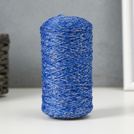 Knitting cord 100% polyester with a lurex 1 mm cylinder, 75 ± 10g, 200m, 20-blue+silver