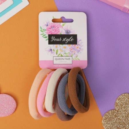 Hair gum "Sports Elite" (set 6 pcs) Tenderness, 5 cm, mix