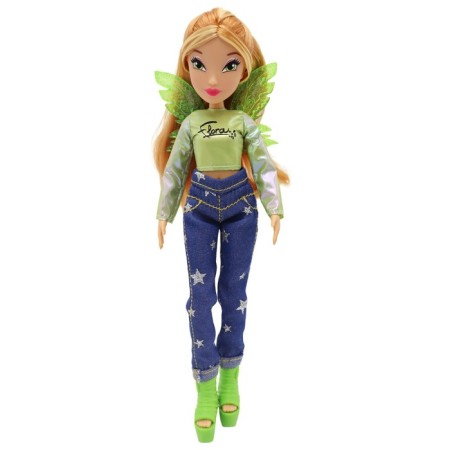 Winx Club "Flora" hinge doll in jeans with wings, 24 cm-1