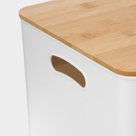 Storage container with lid and handles LadoM "Naturel", 36 × 25 × 24.5 cm, white color-3