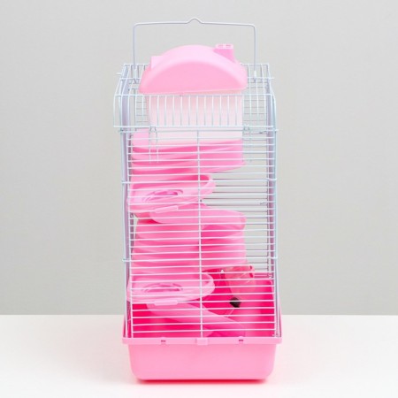 A cage for small rodents "Pijon", with a filling, 27 x 21 x 45 cm, pink-2