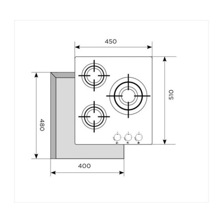 The hob Lex GVG 430 BL, gas, 3 burners, black-1