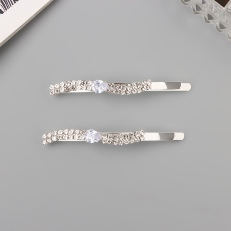 Invisibility for hair "Beat" (set 2 pcs) wave, 6 cm, silver-1