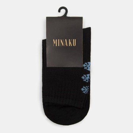 New Year's socks “Snowflakes” Minaku Black color, size 36-37-4