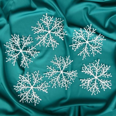 Christmas tree decoration "Small Snowflake" (set of 6 pcs) D-14 cm, white