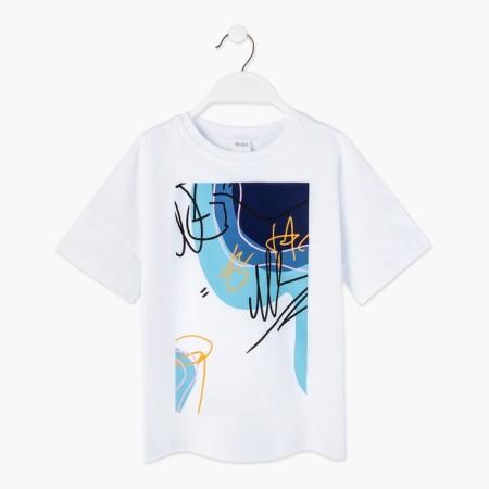 Children's Minaku Colors T -shirt, white/blue color, height 116