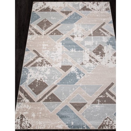 Rectangular carpet Merinos Naturel, size 100x200 cm, color Beige-Blue